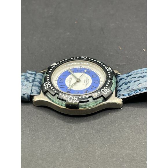 Nicolet 3TM Quartz Wristwatch Rotating Bezel Blue White Dial Leather Band w/ Tag main image 9